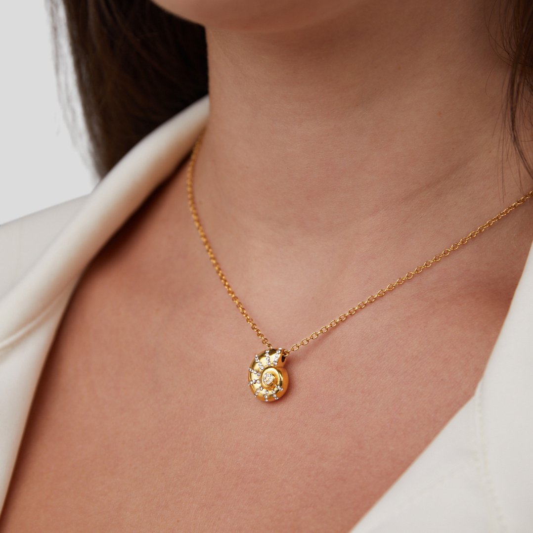 Lucy Crystal Shell Pendant Necklace