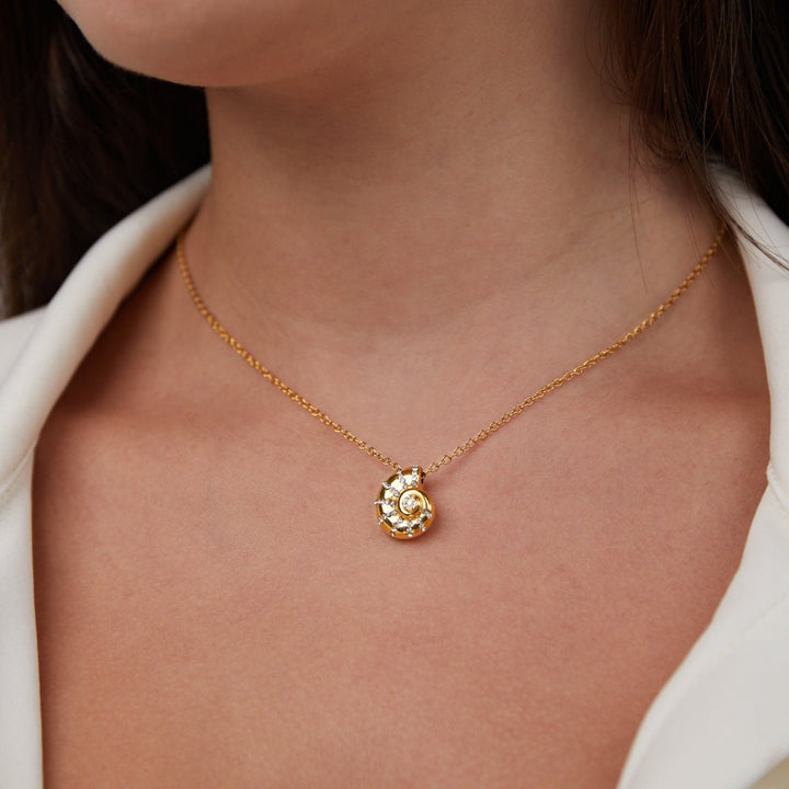 Lucy Crystal Shell Pendant Necklace