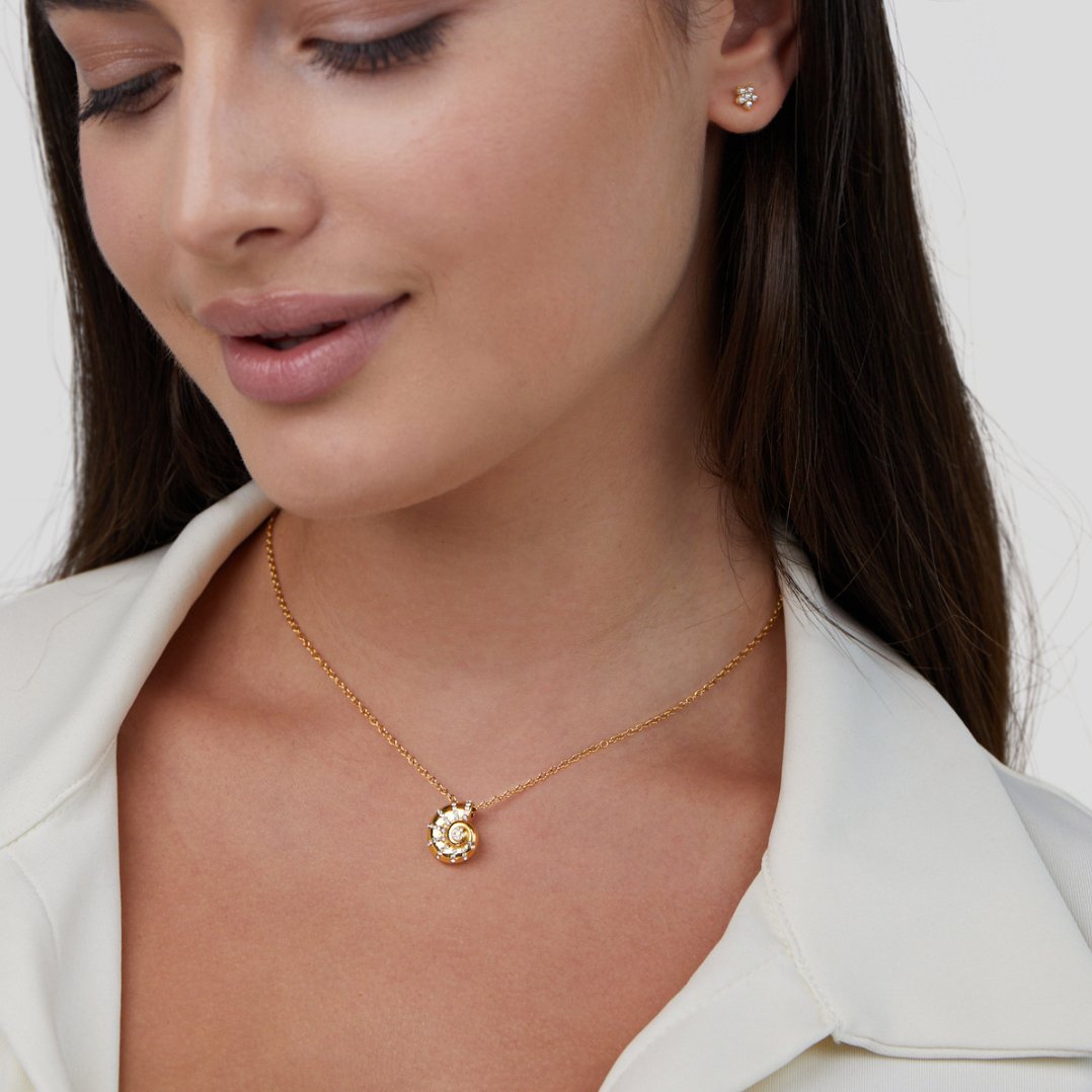 Lucy Crystal Shell Pendant Necklace