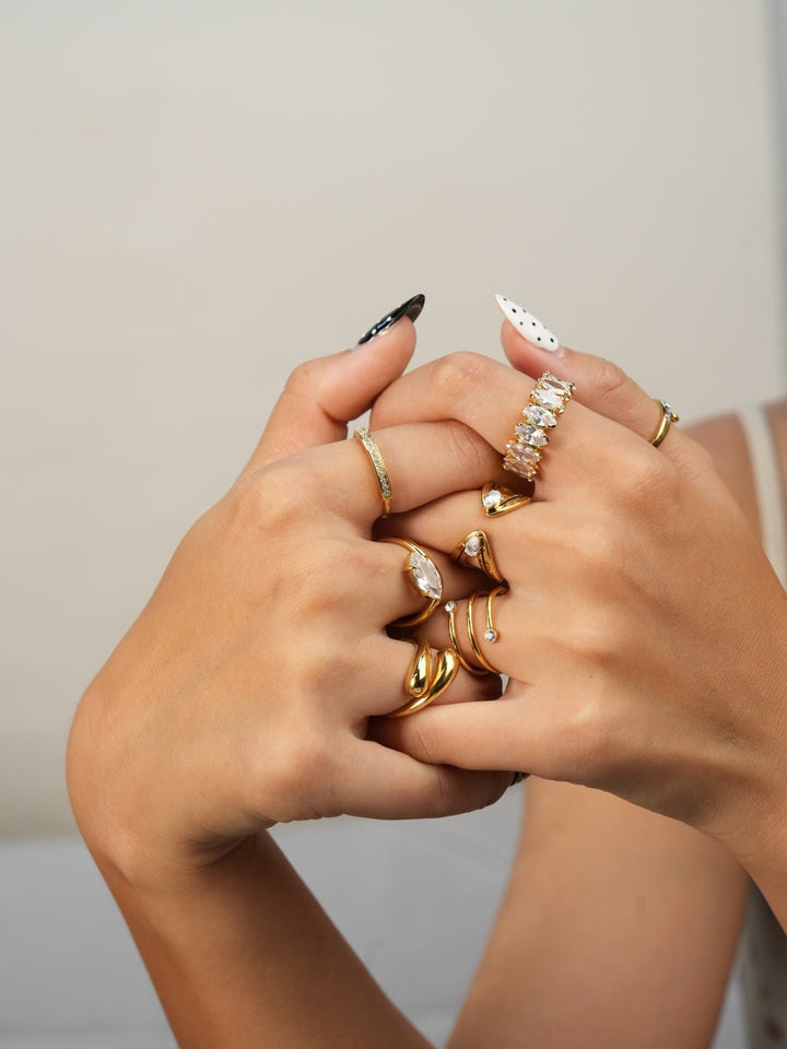 Marquise Wave Zirkonia-Ring Gold