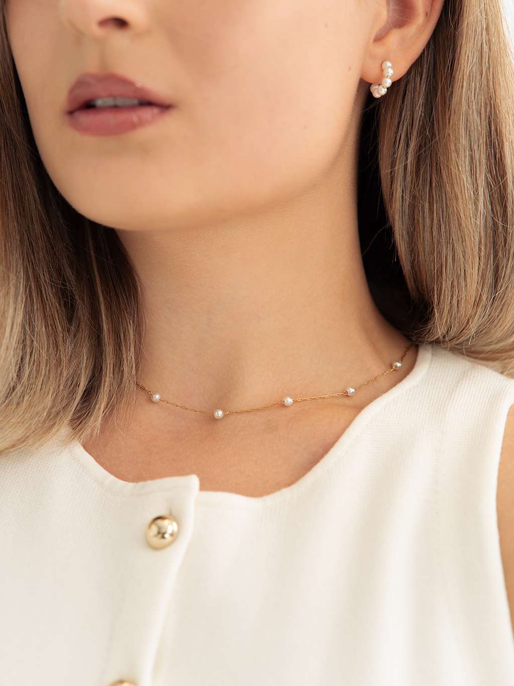 Mini Pearl Kette Gold