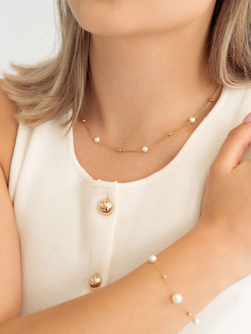 Mini Pearl Kette Gold