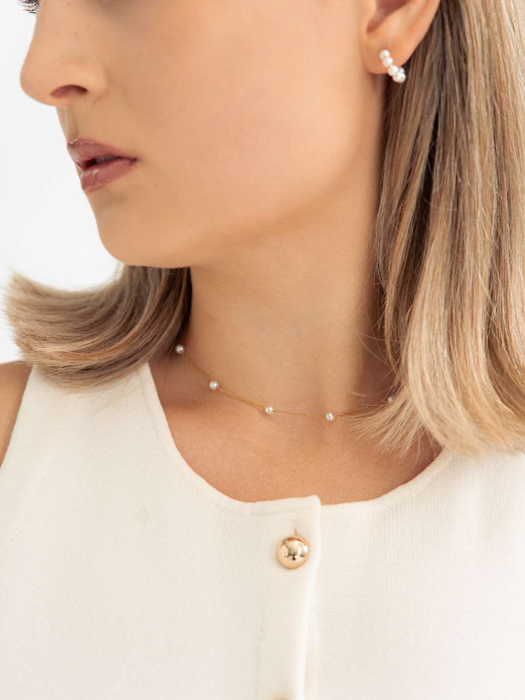 Mini Pearl Kette Gold