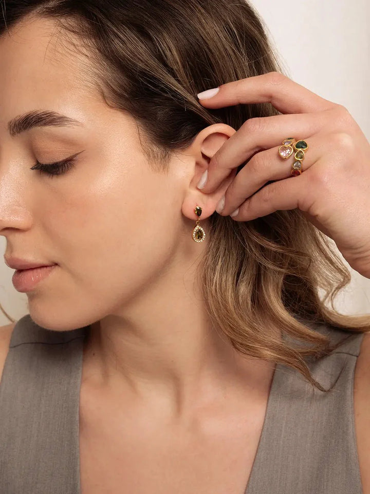 Olive Romantische Teardrop Ohrringe Gold