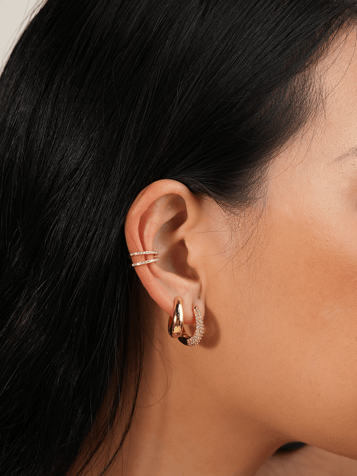 Oval Creolen Gold mit Zirkonia Steinen