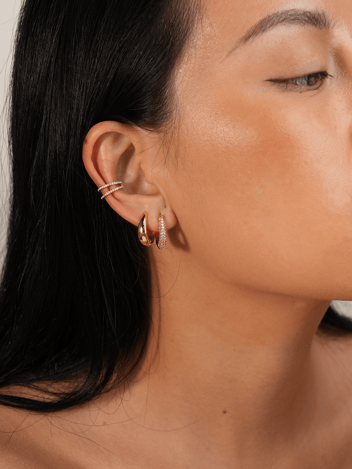 Oval Creolen Gold mit Zirkonia Steinen