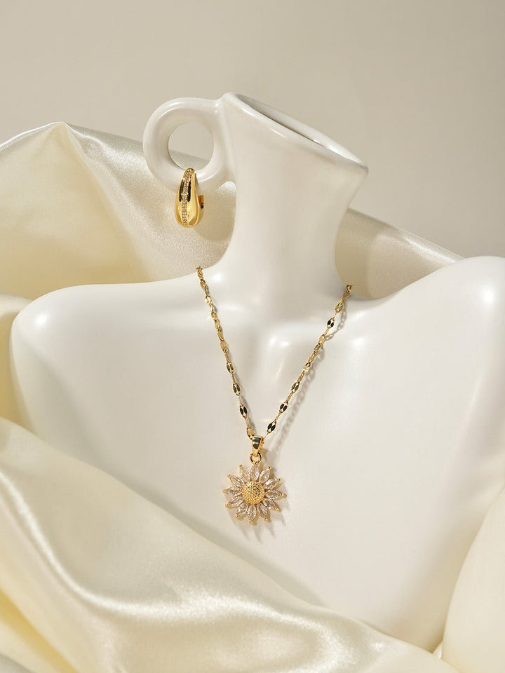 Sparkling Sunflower Kette Gold Necklace