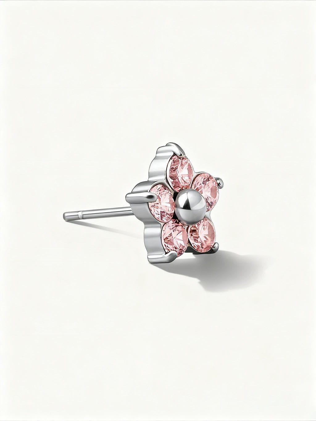 Pink Sparkling Flower Ohrstecker Gold Silber