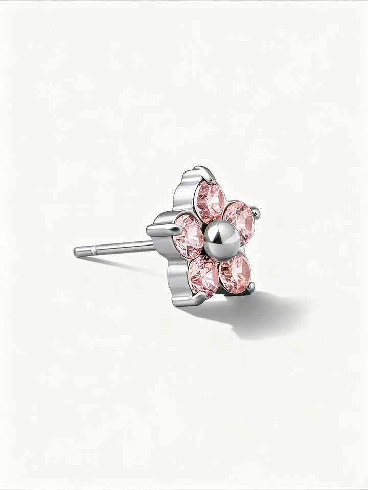 Pink Sparkling Flower Ohrstecker Gold Silber