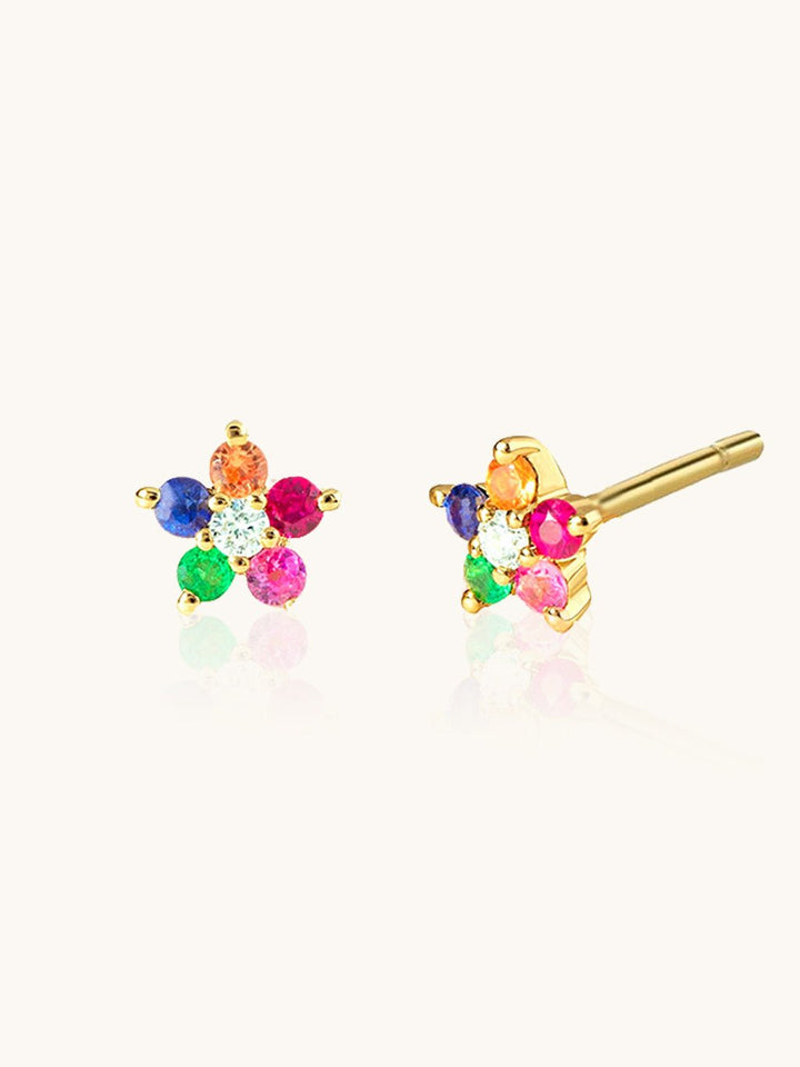 Rainbow Flower Ohrringe Gold