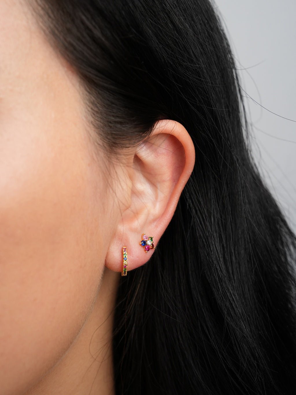 Rainbow Flower Ohrringe Gold