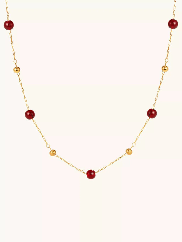 Red Bead Kette Gold