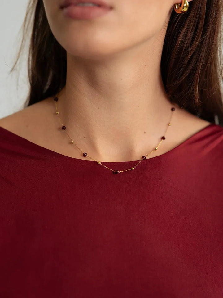 Red Bead Kette Gold