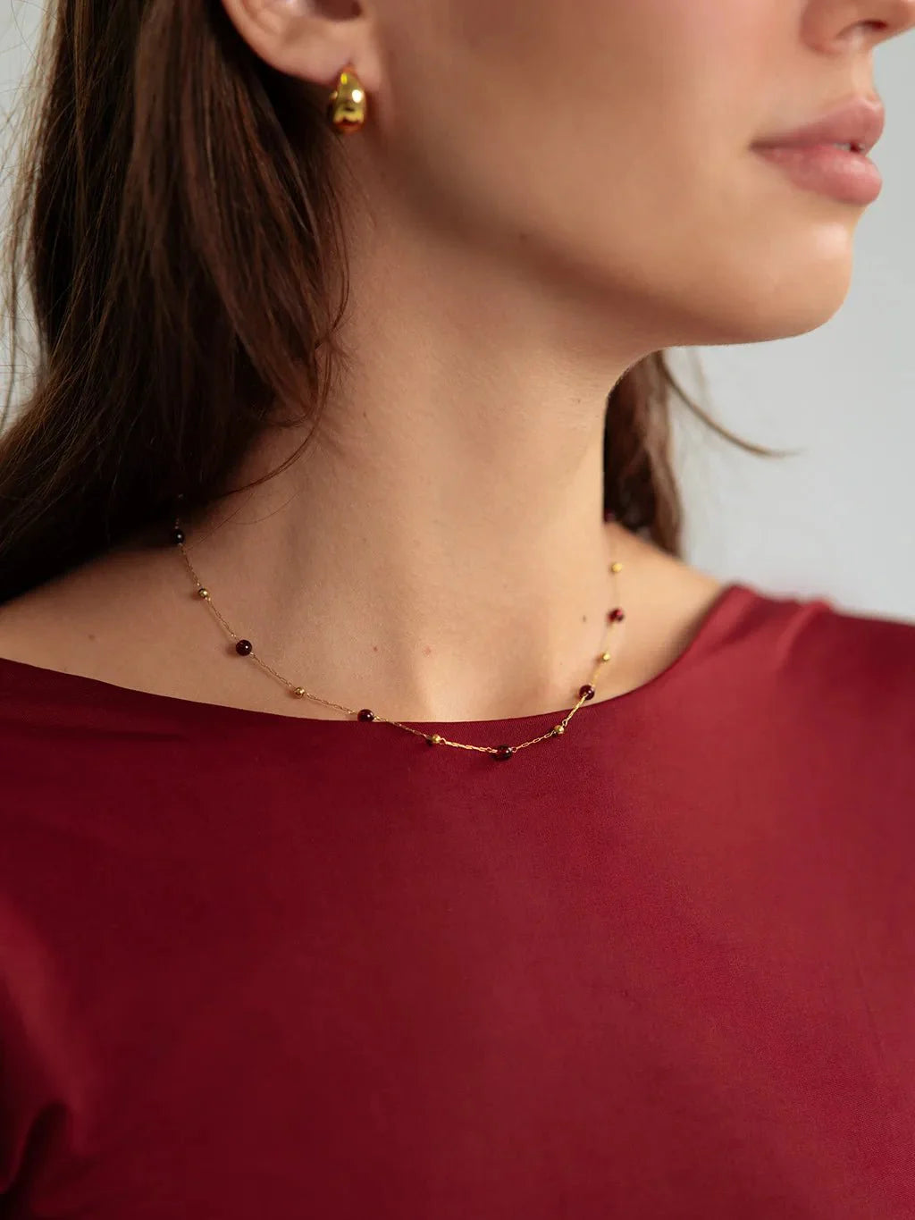 Red Bead Kette Gold