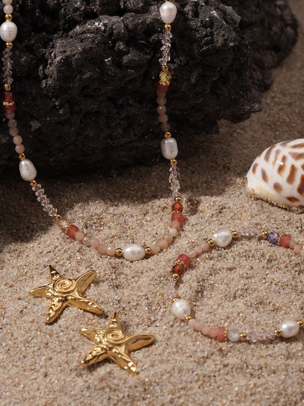 Rose Quartz Pearl Armband Gold