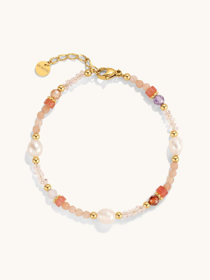 Rose Quartz Pearl Armband Gold