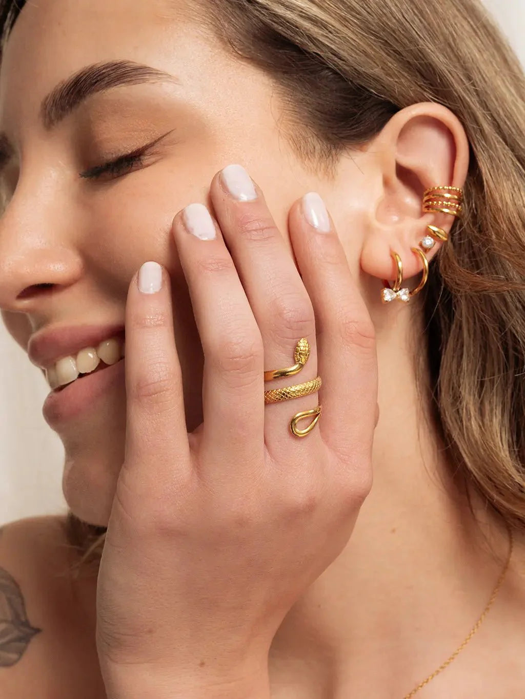 Simple Snake Ring Gold Silber