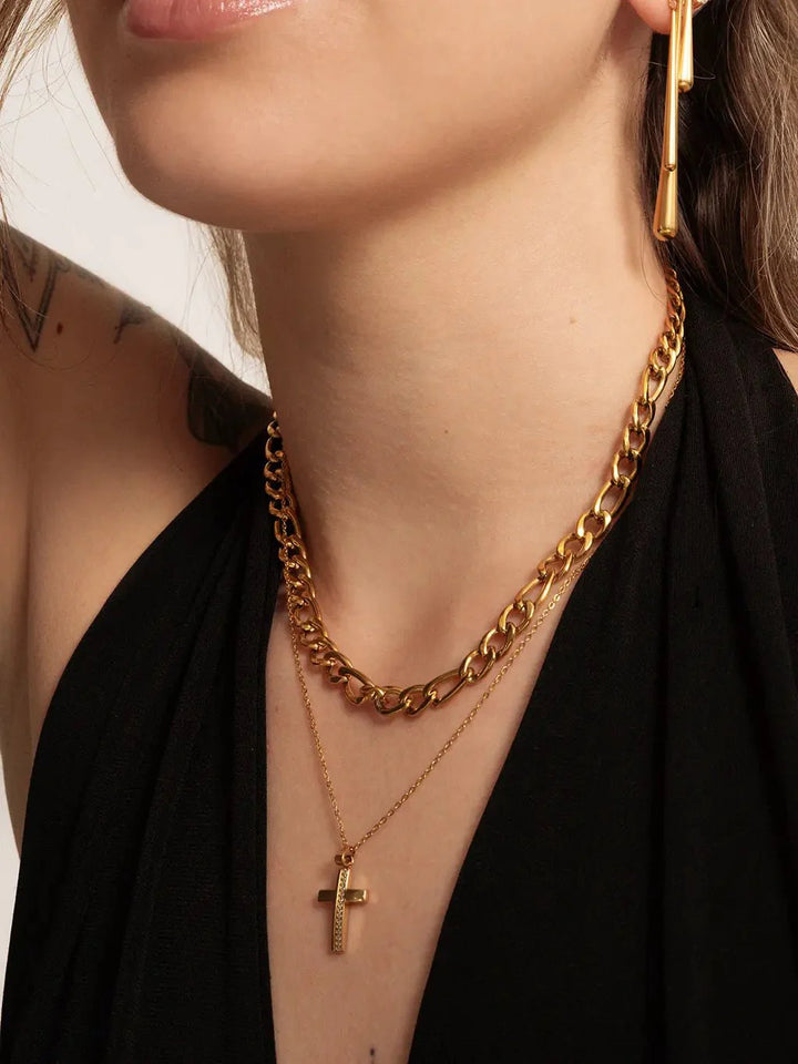 Shiny Cross Kette Gold