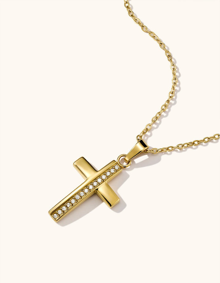 Shiny Cross Kette Gold