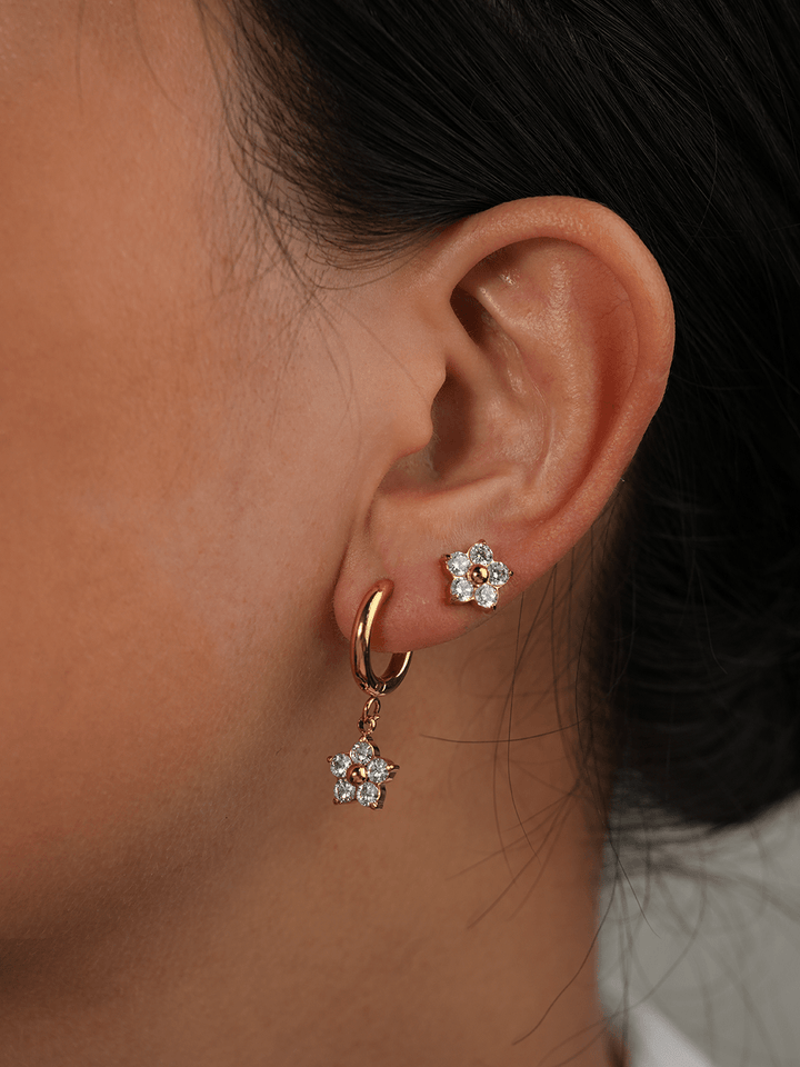 Sparkling Flower Ohrstecker Gold Silber