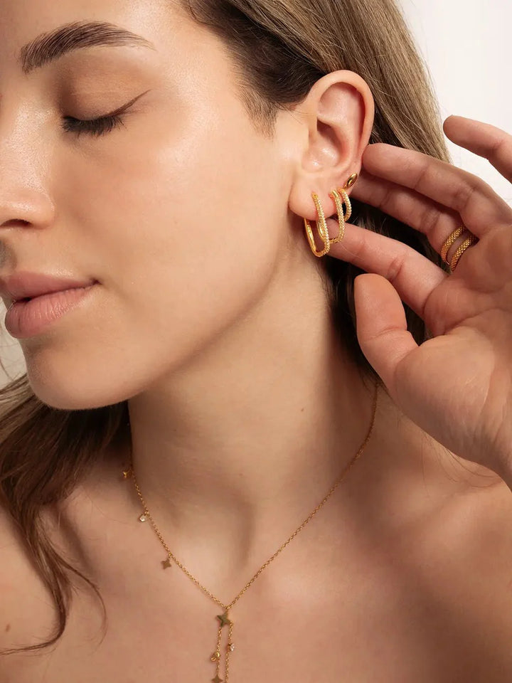 Square Hoop Ohrringe Gold Medium