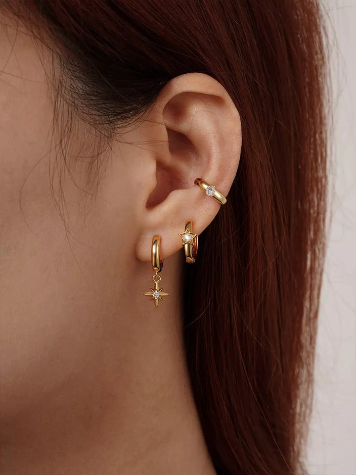 Star Hoop Ohrringe Gold 11mm