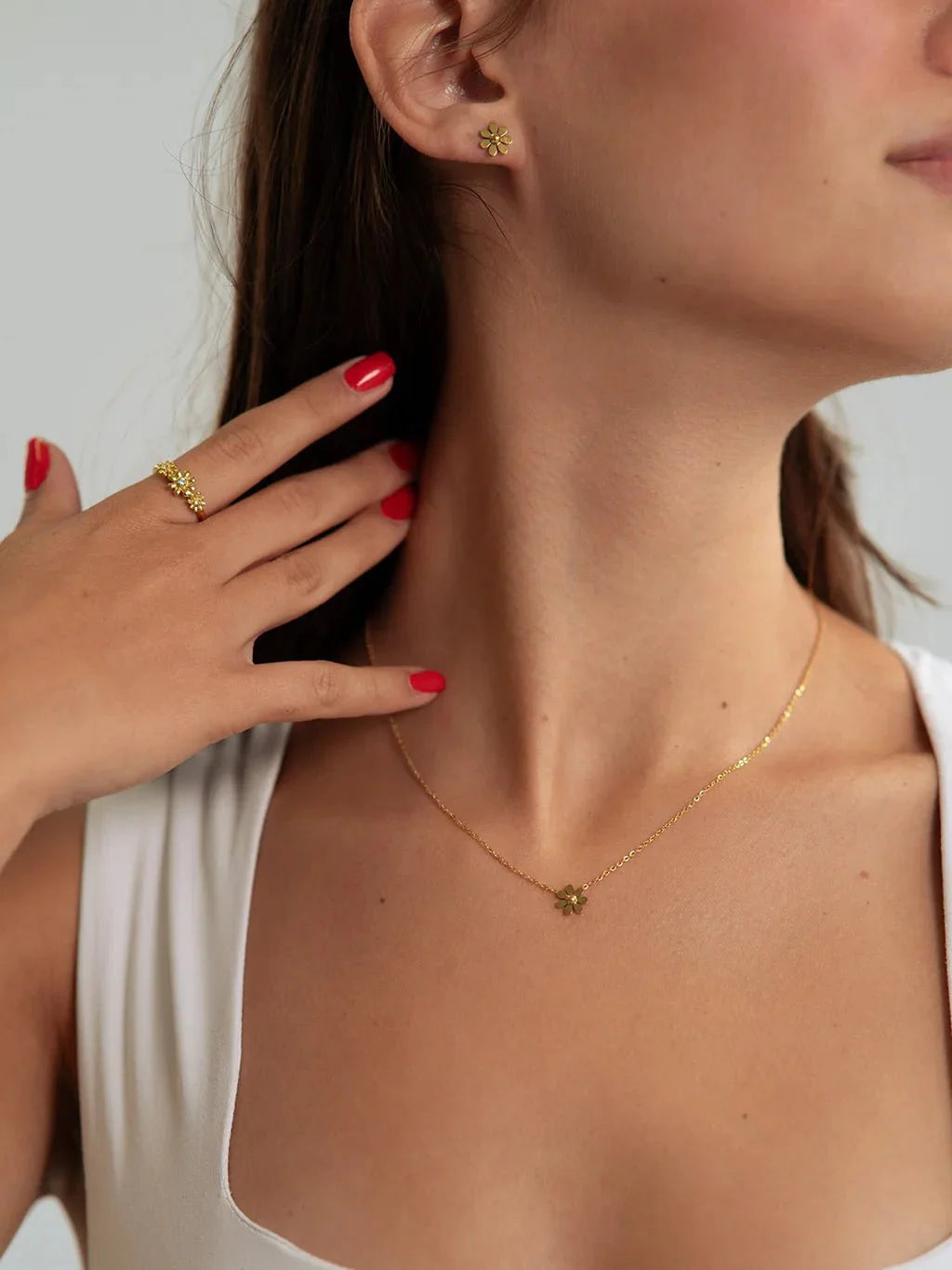 Three Flowers Ring Gold