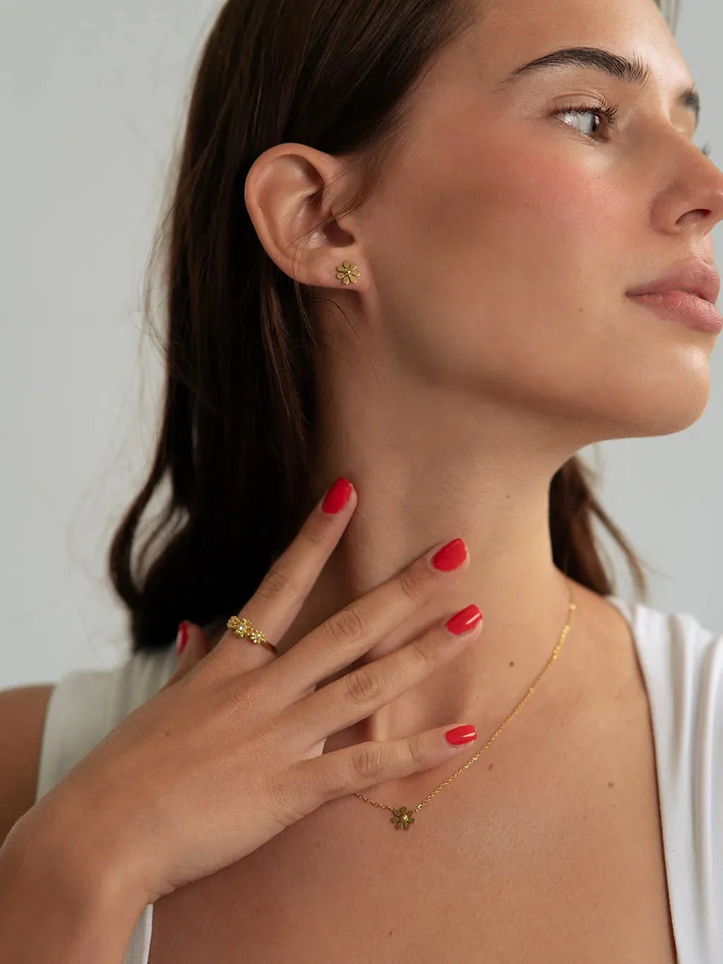 Three Flowers Ring Gold