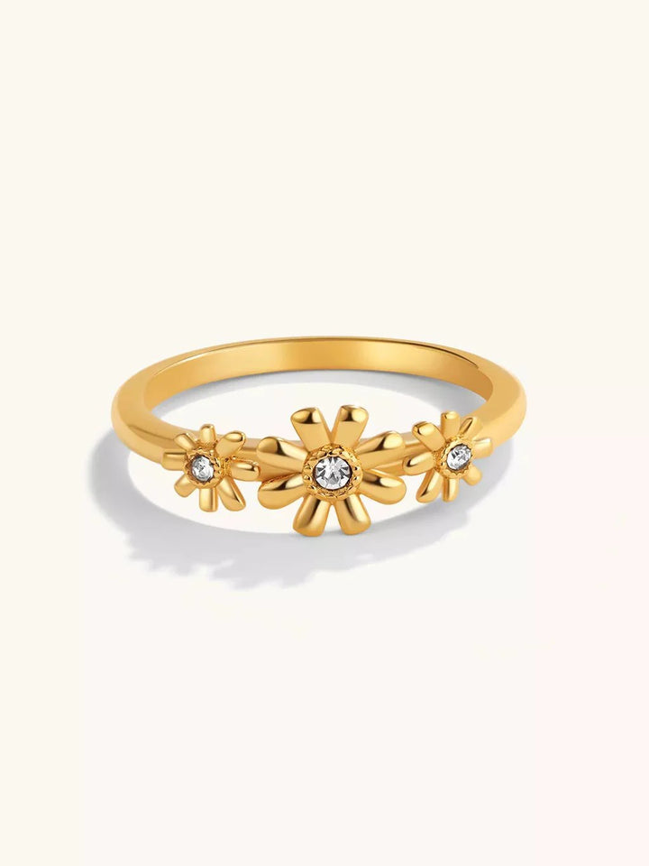 Three Flowers Ring Gold