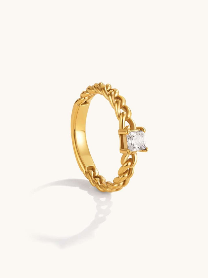 Twist Chain Shine Ring Gold