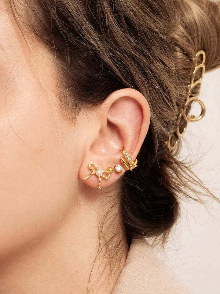 Vintage Bow Pearl Ohrringe Gold