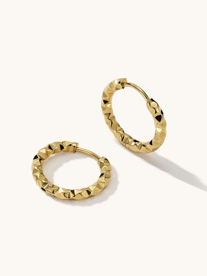 Wave Textured Hoop Ohrringe Gold