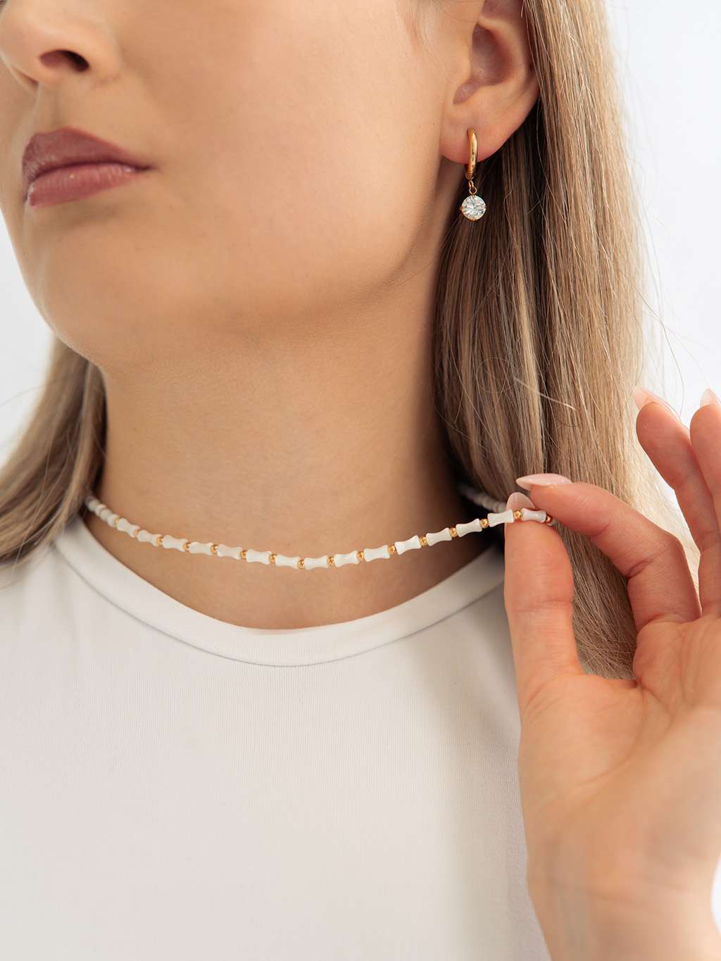 White Bamboo Kette Gold