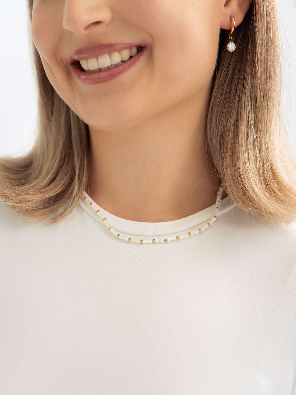 White Bamboo Kette Gold