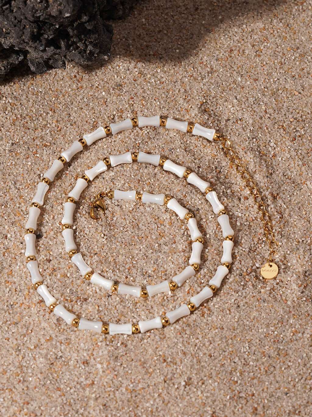White Bamboo Kette Gold