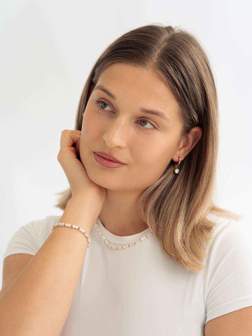 White Bamboo Kette Gold