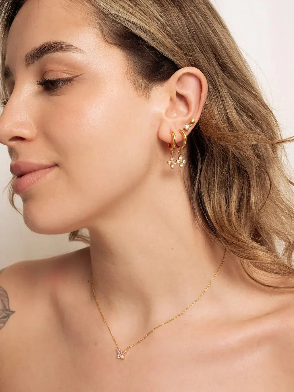 Pink Magical Butterfly Kette Gold
