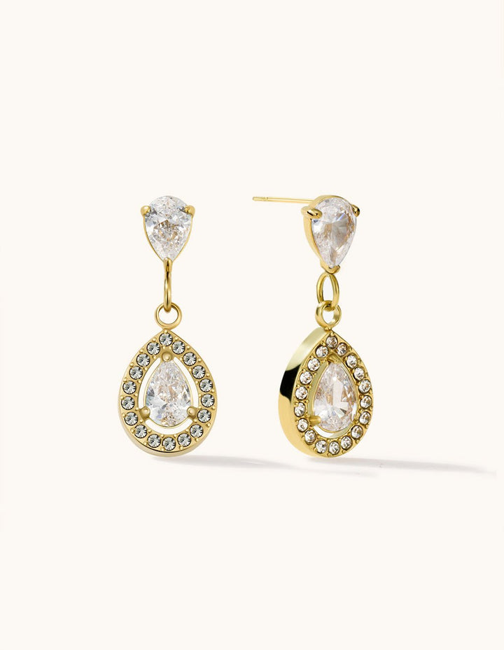 White Romantische Teardrop Ohrringe Gold